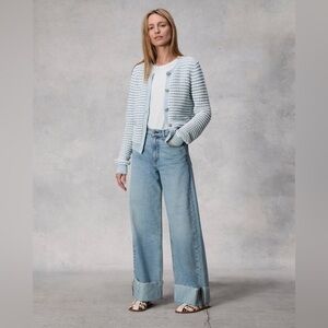 NWT Rag & Bone Marlee Striped Cotton-blend Cardigan Light Blue